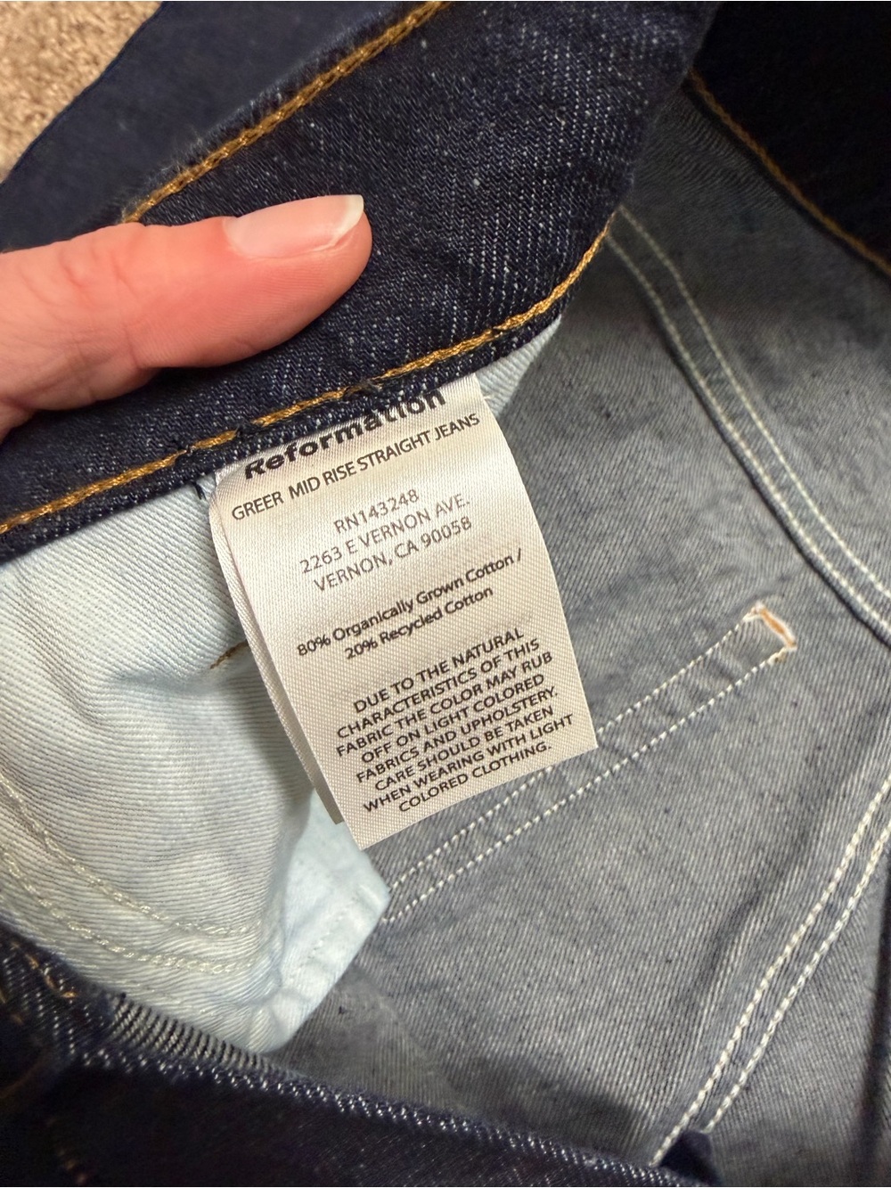 Reformation Straight-Leg Dark Blue Denim Jeans - Picture 5 of 6